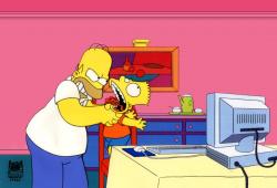 Homer Strangling Bart, yo. Doesn't happen often enough!