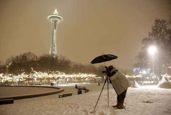 Space Needle Seattle in Snow