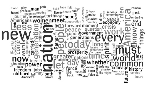 tag cloud of Obama's speech