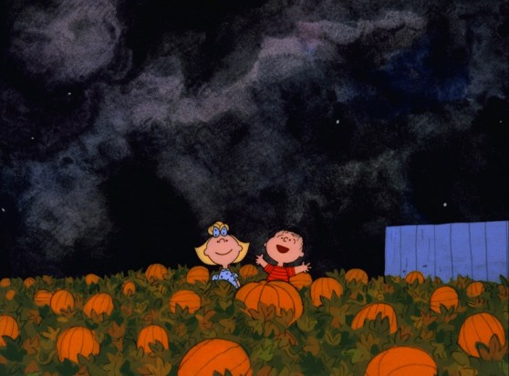 Linus and Sally await the Great Pumpkin