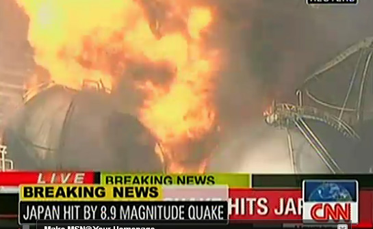 Japan Earthquake oil refinery fire