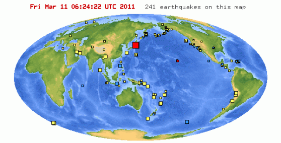 Japanese Earthquake world map