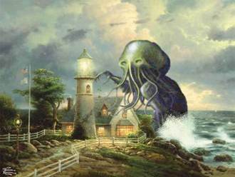 Cthulhu vs Thomas Kinkade