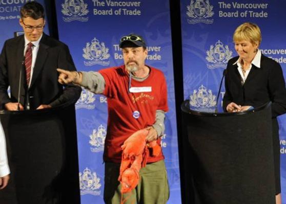 Lobster Man Darrell Zimmerman Busts up the Mayoral Debate