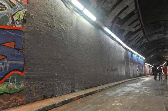 Burn in Hell Maggie, Leake Street, London, UK. 12th April 2013. The 'Burn in Hell Maggie' graffiti has been painted over by British Rail as it was deemed to cause offence, which is against their guidelines for the graffiti on Leake Street.