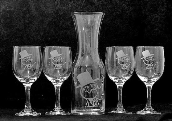 Lulzsec carafe and wineglasses